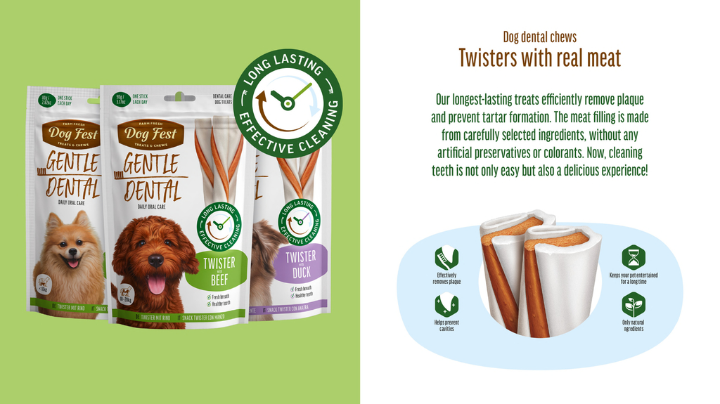 Dog Fest Dental Treats For Adult Dogs -Twister -Duck 90g (13cm)