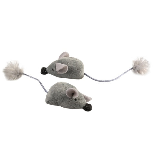 Duvo+ Cushy Mice With Funny Tail Grey Color - Cat Toy (2pcs) 16.5x5x4cm