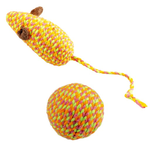 Duvo+ Jolly Mouse & Ball Orange - Cat Toy 17.5x3.5x4.5cm