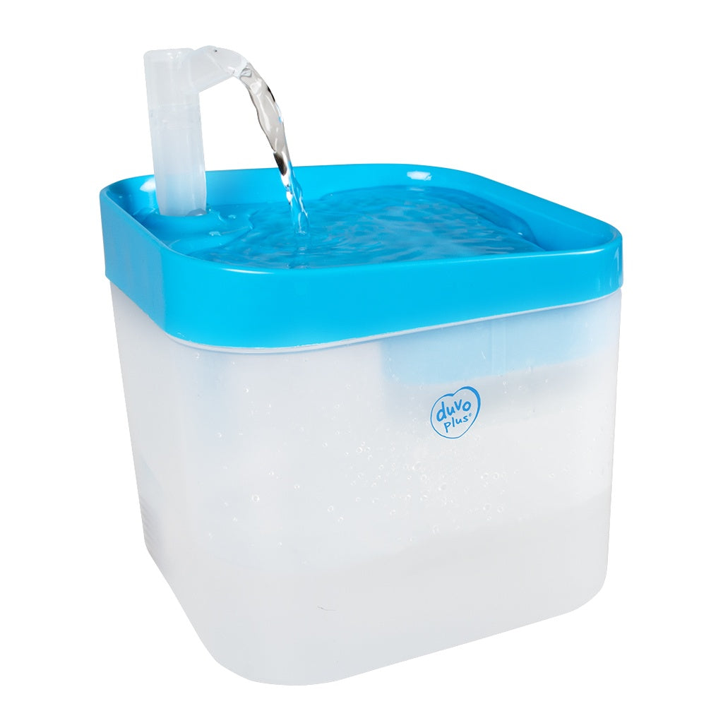 Duvo+ Transparent Drinking Fountain 16.5X16.5X21cm Blue/White