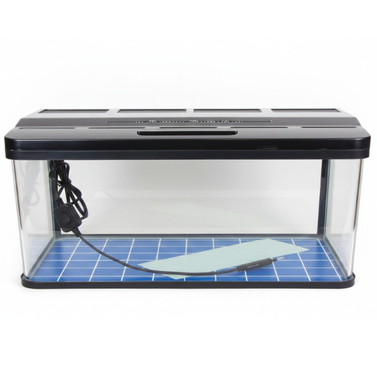 Fish Tank – Glass Aquarium Starter Kit with Air Pump, LED Cool Lights & Filter (White)