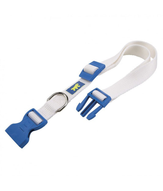 Ferplast Club C Colours Nylon Dog Collar With Snap Clip[Color - White, Dimension - 23-32cm x 10mm]
