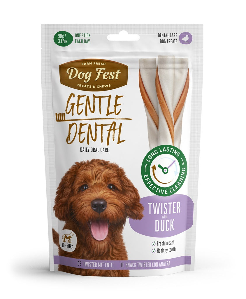 Dog Fest Dental Treats For Adult Dogs -Twister -Duck 90g (13cm)