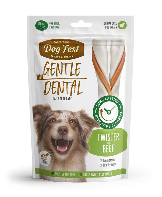 Dog Fest Dental Treats For Adult Dogs -Twister-Beef 100g (14cm)