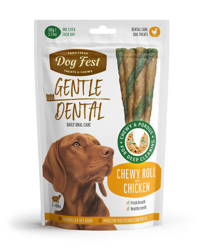 Dog Fest Dental Treats For Adult Dogs - Chewy Roll -Chicken 100g
