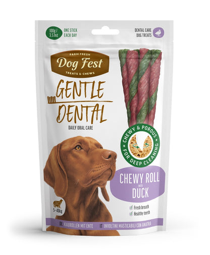 Dog Fest Dental Treats For Adult Dogs -Chewy Roll -Duck 100g