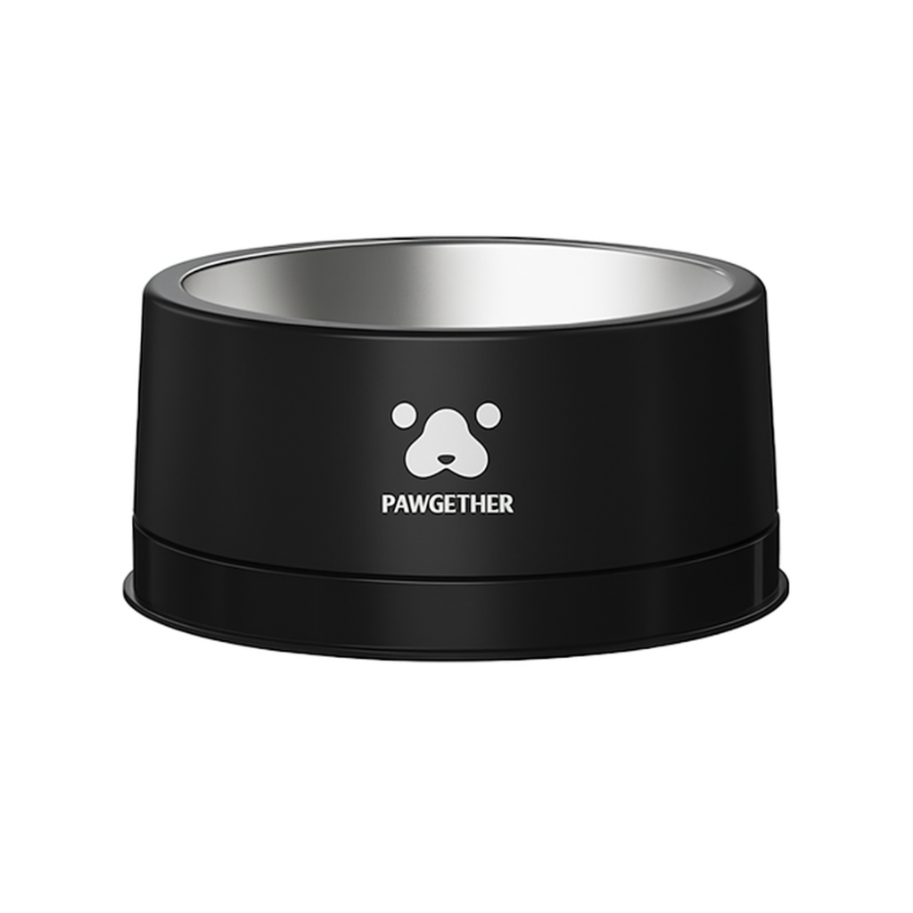 Pawgether 304 Stainless Steel Anti Slip Pet Bowl - 3 Series- 19x19.6x8.8cm-Black [Top:1000ml;Bottom:330ml]