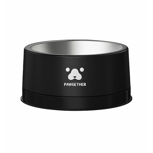 Pawgether 304 Stainless Steel Anti Slip Pet Bowl - 3 Series- 19x19.6x8.8cm-Black [Top:1000ml;Bottom:330ml]