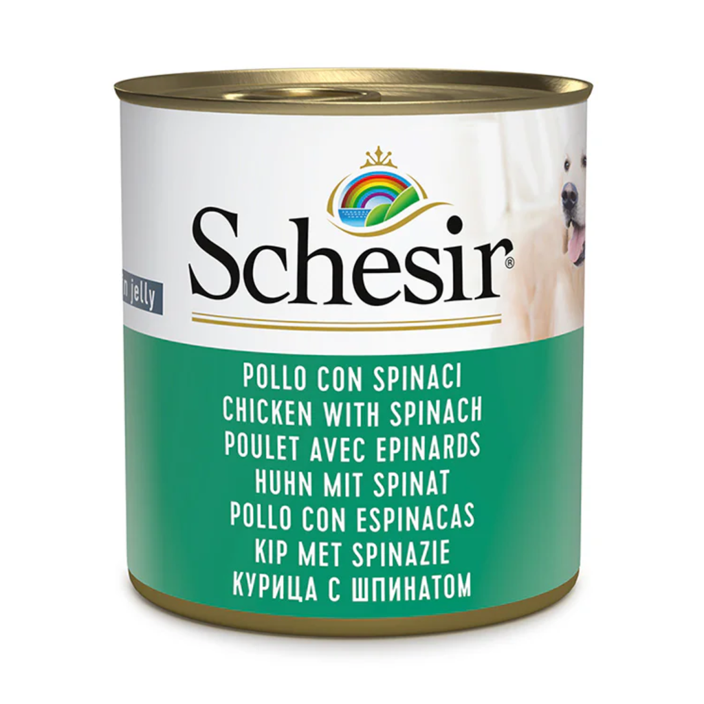 Schesir Dog Wet Food in Jelly Can-Chicken With Spinach 285g [MOQ:16pcs]