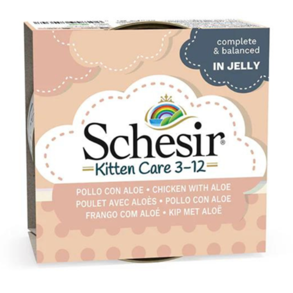 Schesir Kitten Care- Can In Jelly 3-12 Chicken with Aloe Wet Food 85g (Min Order - 14pcs)[Weight - 85g]