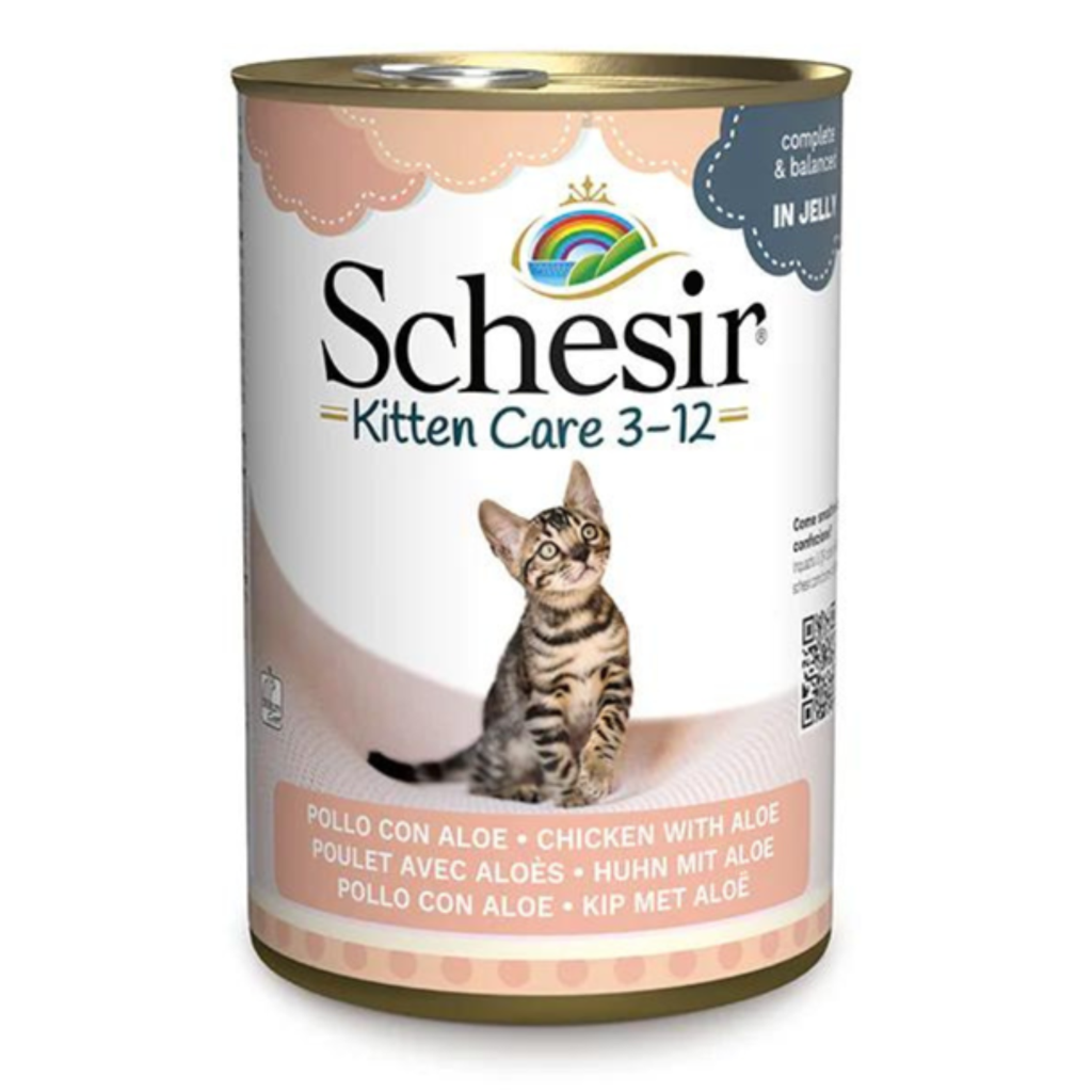 Schesir Kitten Care- Can In Jelly 3-12 Chicken with Aloe Wet Food 140g (Min Order - 6pcs)[Weight - 140g]