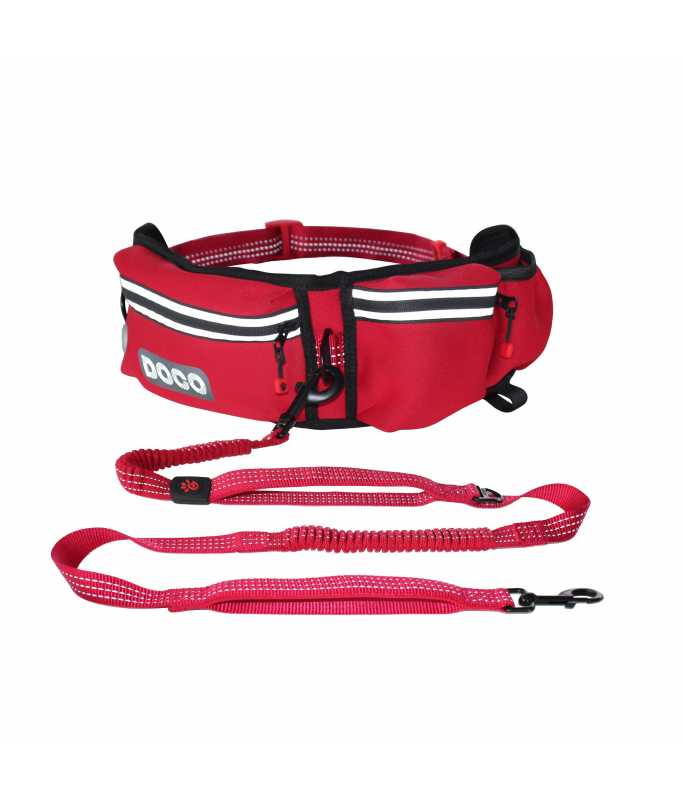 DOCO® Reflective Jogging Belt With Reflective Nylon [Bag:68-120cm ; Leash:2.5x150cm]-Maroon