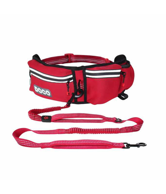 DOCO® Reflective Jogging Belt With Reflective Nylon [Bag:68-120cm ; Leash:2.5x150cm]-Maroon