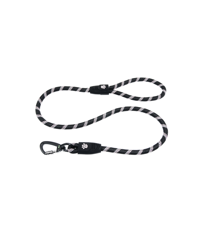 Doco 5ft Reflective Rope Leash With Click & Lock Snap (DCROPE5060)[Color - Black, Size - S]