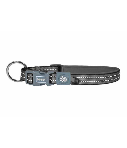 DOCO VARIO O - Ring Collar with Reflective Stitching[Color - Grey, Size - L]