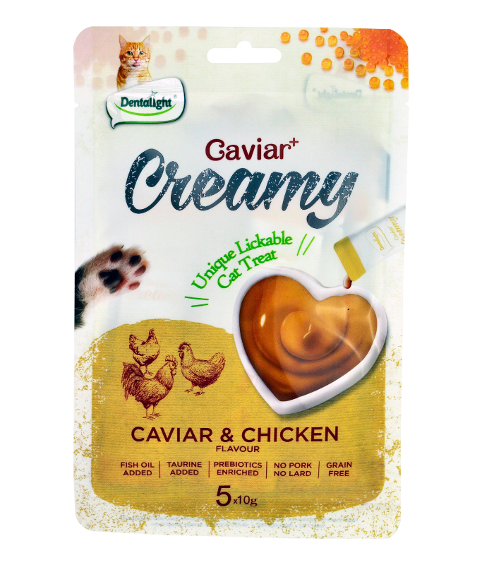 Dentalight Caviar+ Creamy Lickable Cat Treat 5pcs x 10g - Caviar & Chicken Flavour