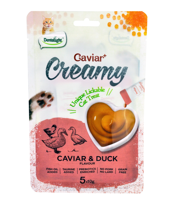 Dentalight Caviar+ Creamy Lickable Cat Treat 5pcs x 10g - Caviar & Duck Flavour