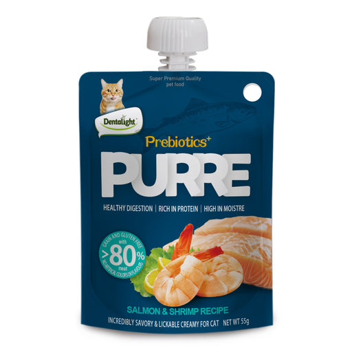 Dentalight Prebiotics+ PURRE creamy Treats For Cats-Salmon & Shrimp 55g [12pcs/case]