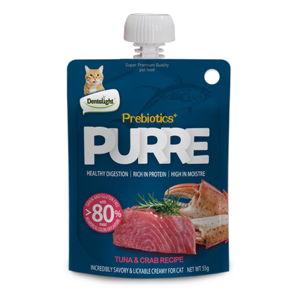 Dentalight Prebiotics+ PURRE creamy Treats For Cats-Tuna & Crab 55g [12pcs/case]