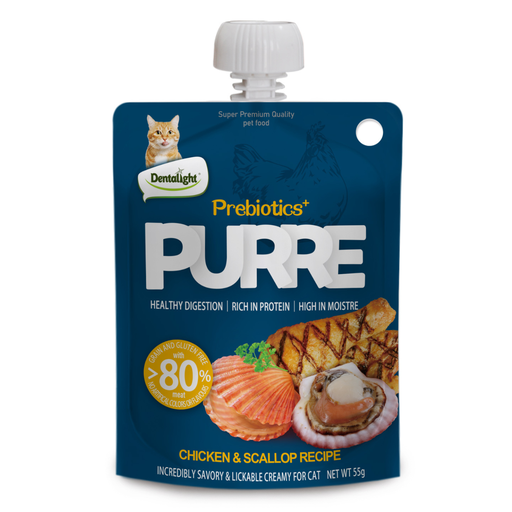Dentalight Prebiotics+ PURRE creamy Treats For Cat -Chicken & Scallop 55g [12pcs/case]