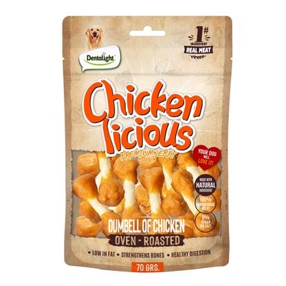 Dentalight Chicken Licious Jerky Treats For Dogs-Dumbell of Chicken 70g