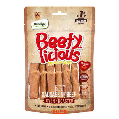 Dentalight Beefy Licious Jerky Treats For Dogs-Sausage of Beef 70g