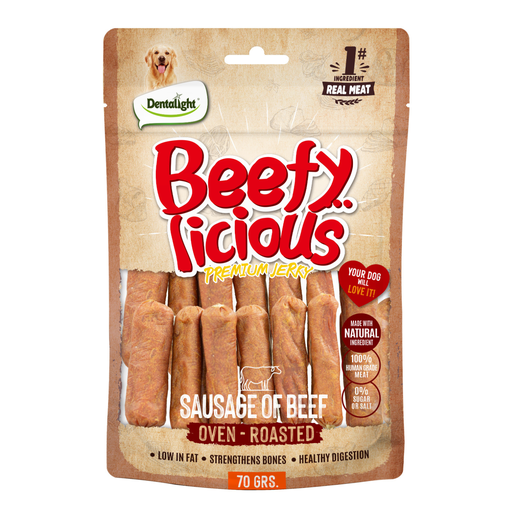 Dentalight Beefy Licious Jerky Treats For Dogs-Sausage of Beef 70g