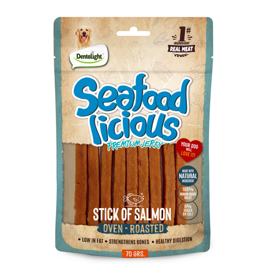 Dentalight Seafood Licious Jerky Treats For Dogs-Stick of Salmon 70g