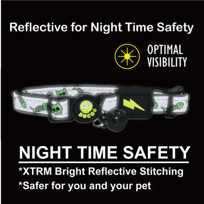 DOCO® Reflective Cat Collar - Printed Pattern, 1.0 X 19-31cm(XS) Black
