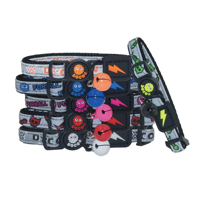 DOCO® Reflective Cat Collar - Printed Pattern, 1.0 X 19-31cm(XS) Black