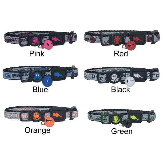 DOCO® Reflective Cat Collar - Printed Pattern, 1.0 X 19-31cm(XS) Black