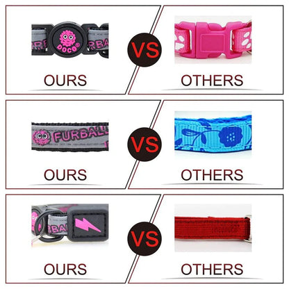 DOCO® Reflective Cat Collar - Printed Pattern, 1.0 X 19-31cm(XS) Black