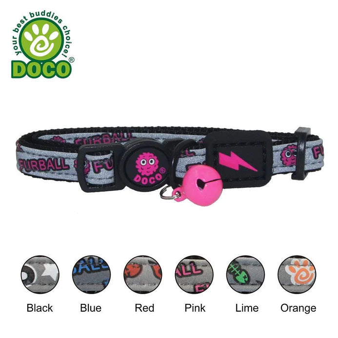 DOCO® Reflective Cat Collar - Printed Pattern, 1.0 X 19-31cm(XS) Black