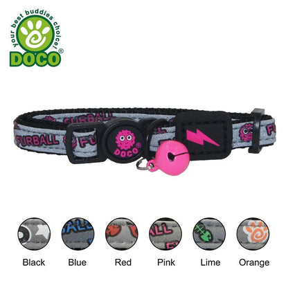 DOCO® Reflective Cat Collar - Printed Pattern, 1.0 X 19-31cm(XS) Black