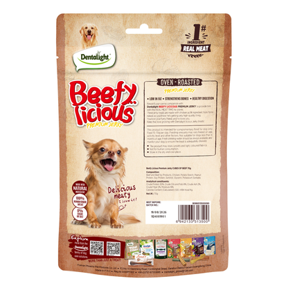 Dentalight Beefy Licious Jerky Treats For Dogs-Cube of Beef 70g