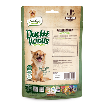 Dentalight Duckki Licious Jerky Treats For Dogs-Cube of Duck 70g