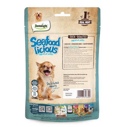Dentalight Seafood Licious Jerky Treats For Dogs-Strip of Salmon 70g
