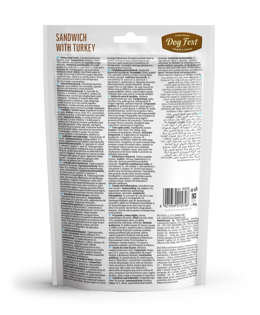Dog Fest Dental Treats For Adult Dogs -Sandwich -Turkey 90g