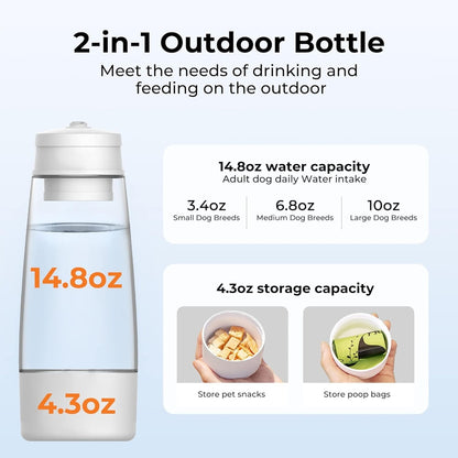 Dogness Water Bottle With Food Storage-Green