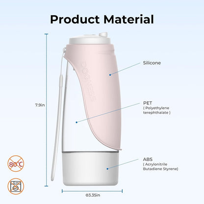 Dogness Water Bottle With Food Storage-Pink