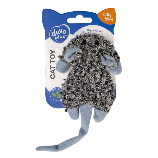 Duvo+ Cushy Crackle Mouse Grey - Cat Toy 18x8x2cm (Catnip Inside)