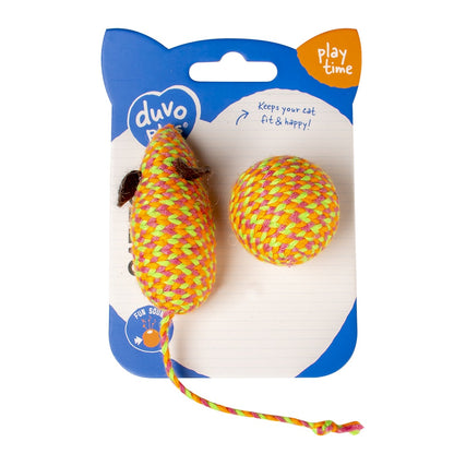 Duvo+ Jolly Mouse & Ball Orange - Cat Toy 17.5x3.5x4.5cm
