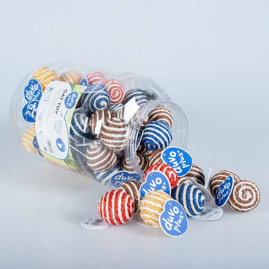 Duvo+ Striped Sisal Balls With Sound Mixed colors - Cat Toy 5x5x5cm [MOQ:3pcs]