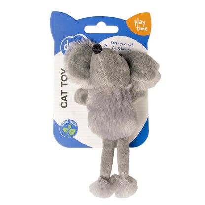 Duvo+ Cushy Big Ear Mouse Grey - Cat Toy 13.5x8.5x6cm (Catnip Inside)