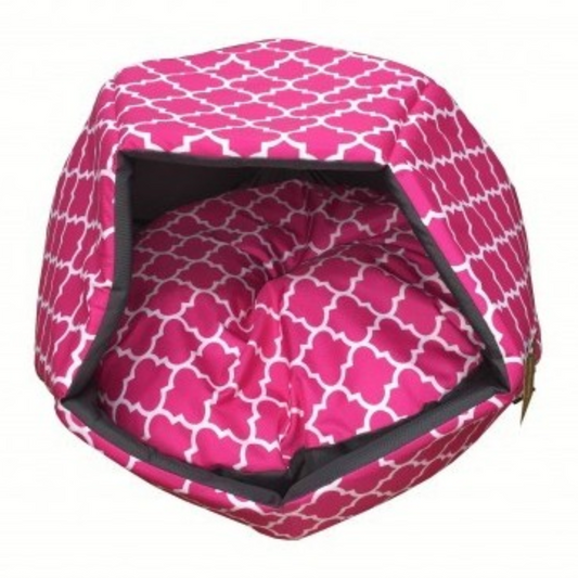 Empets Cubby House With Cushion Modern (60x60x44cm)[Dimension - 60x60x44cm, Texture - Printed Pink]
