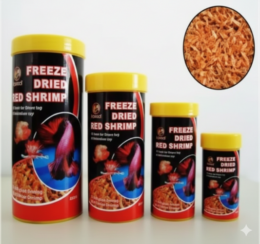Aquav Freeze Dried Red Shrimp, a natural, high-protein food for carnivorous fish and turtles -AI48