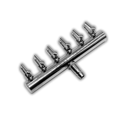 Stainless Steel 6 Way Air Control Valve 6 Way Air Flow Splitter Pump Lever Valve Aquarium 6 Way Valve Distributor Splitter Air Flow Control Valves for Aquarium Fish Tank 8mm Inlet 4mm Outlet -AI14