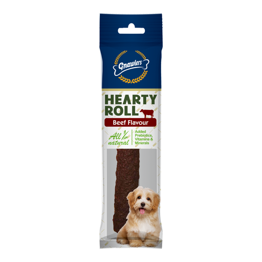 Gnawlers Hearty Roll 4.5" Treat For Dogs-Beef 40g