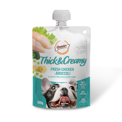Gnawlers Thick & Creamy Dog Treat 100g -Chicken & Broccoli [8pcs/case]
