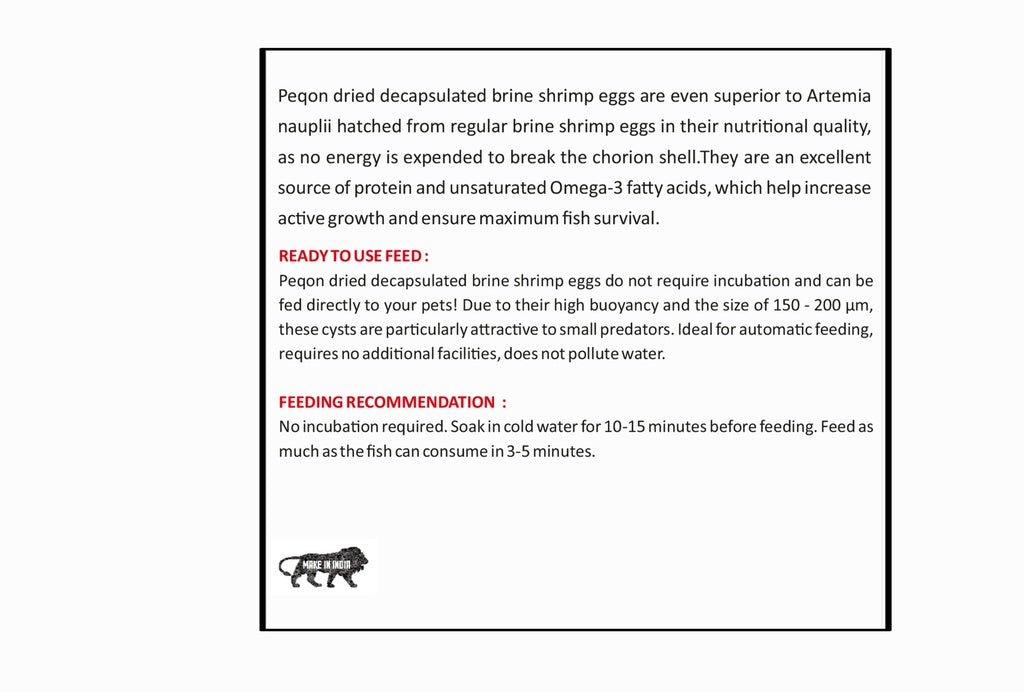 Horizone Peqon Decap Artemia Cyst – Ready-to-Feed Decapsulated Brine Shrimp Eggs (80 Capsules) – No Hatching Needed